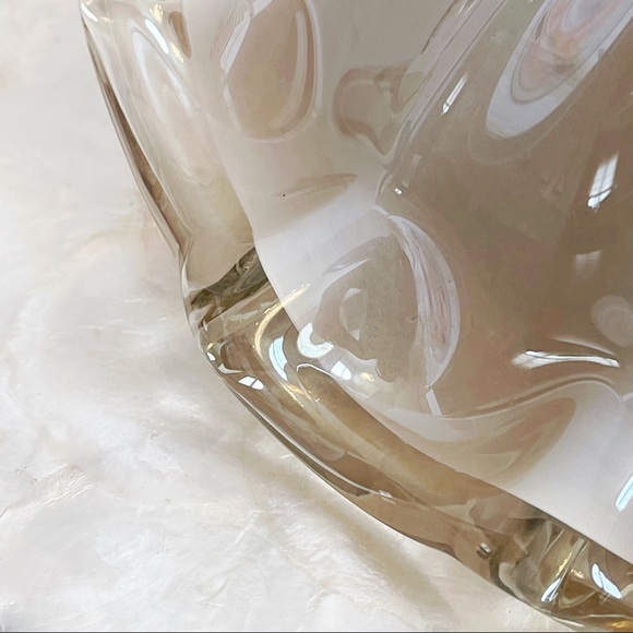 Murano Handblown Crystal Glass Smoky Brown Art Glass Bowl Decor with Tag - Picture 9 of 13